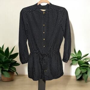 Michael Kors Long Sleeve with shorts romper‎ in Navy w/ white dot.  Petite Small